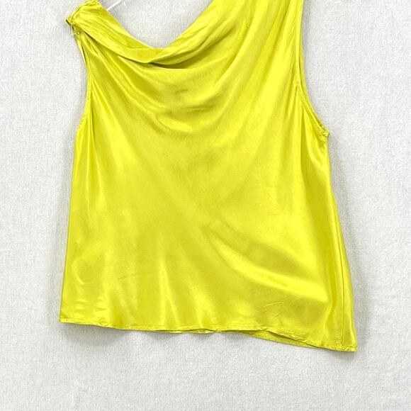 ENZA COSTA Satin Bias Off the Shoulder Top Womens Large 3 Lime Green Shirt NEW - Picture 11 of 16